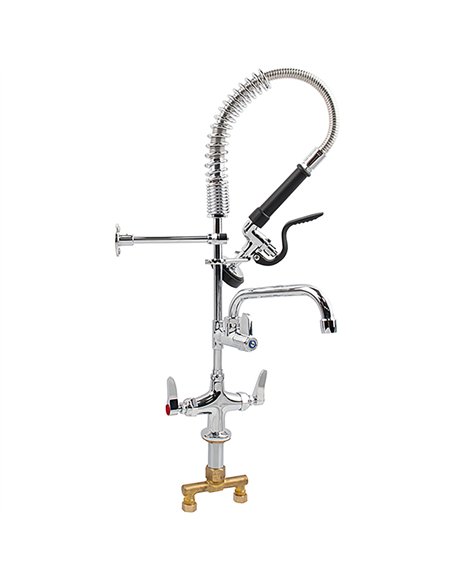 6-Inch Mini Dual Temperature Pre-Rinse Faucet with Spray Valve and 8&quot Swing Faucet Deck Mount Chrome Plated Brass | Stalwart