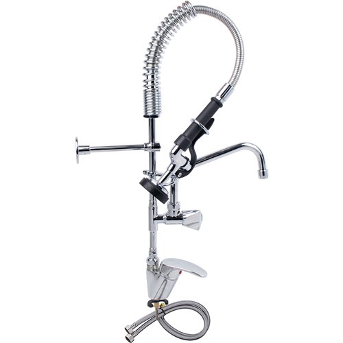 Mini Single Hole Deck Mount Dual Temperature High-Pressure Pre-Rinse Faucet with 8&quot Swing Nozzle Chrome Plated Brass | Stalw