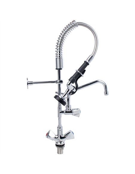 Single Hole Deck Mount Dual Temperature High-Pressure Pre-Rinse Faucet with 8&quot Swing Nozzle Chrome Plated Brass | Stalwart D