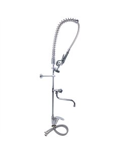 Single Hole Deck Mount Standard Pre-Rinse Faucet with Lever Handle and 12&quot Swing Nozzle Chrome Plated Brass | Stalwart DA-69