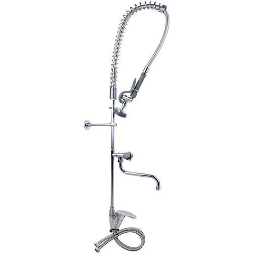 Single Hole Deck Mount Standard Pre-Rinse Faucet with Lever Handle and 12&quot Swing Nozzle Chrome Plated Brass | Stalwart DA-69