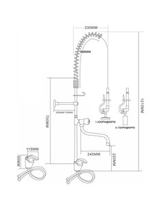 Single Hole Deck Mount Standard Pre-Rinse Faucet with Lever Handle and 12&quot Swing Nozzle Chrome Plated Brass | Stalwart DA-69 2