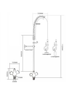 Standard Pre Rinser with Compression Cartridge and Rotary Handle Chrome Plated Brass | Stalwart DA-6902A 2