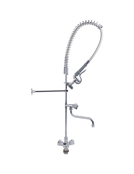 Standard Pre Rinser with Compression Cartridge and Rotary Handle &amp 12&quot Swing Nozzle Chrome Plated Brass | Stalwart DA-690