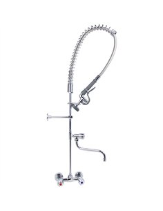 Standard Wall-Mounted Pre Rinser with Compression Cartridge and Rotary Handle &amp 12&quot Swing Nozzle Chrome Plated Brass | St