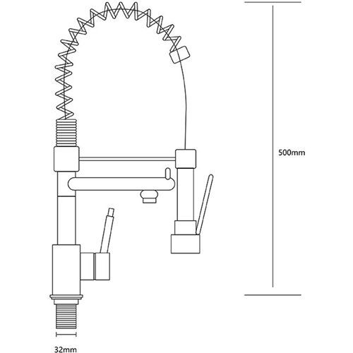 Commercial Spring Pull-Down Kitchen Faucet Adjustable 500–1500mm Hose | Stalwart DA-B1841
