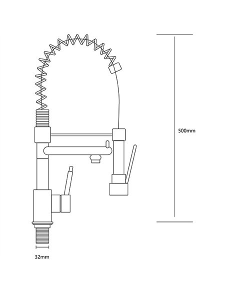 Commercial Spring Pull-Down Kitchen Faucet Adjustable 500–1500mm Hose | Stalwart DA-B1841