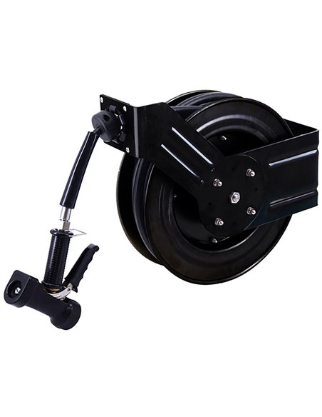 20M Epoxy-Coated Steel Hose Reel Swing Bracket Automatic Rewind Black | Stalwart DA-B71100120M