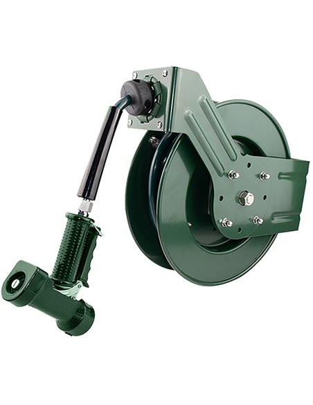10M Epoxy-Coated Stainless Steel Hose Reel Swing Bracket Automatic Rewind Green | Stalwart DA-B71130110M