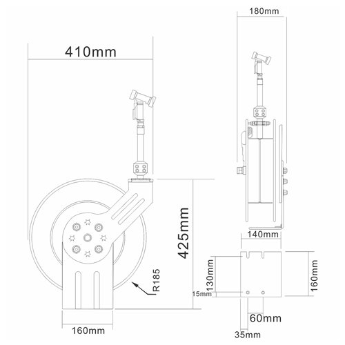 10M Epoxy-Coated Stainless Steel Hose Reel Swing Bracket Automatic Rewind Green | Stalwart DA-B71130110M