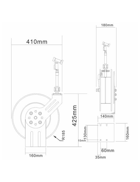 10M Epoxy-Coated Stainless Steel Hose Reel Swing Bracket Automatic Rewind Green | Stalwart DA-B71130110M