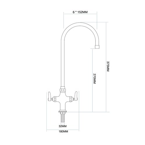Commercial Single Hole Deck Mount Faucet with 6&quot Swivel Gooseneck Chrome Plated Brass | Stalwart DA-GD3601