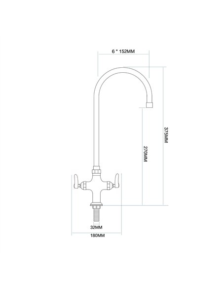Commercial Single Hole Deck Mount Faucet with 6&quot Swivel Gooseneck Chrome Plated Brass | Stalwart DA-GD3601