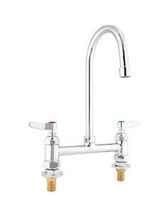 Commercial 8&quot Deck Mount Mixing Faucet with 6&quot Swivel Gooseneck Chrome Plated Brass | Stalwart DA-GD3605