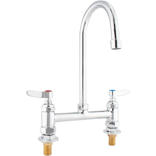 Commercial 8&quot Deck Mount Mixing Faucet with 6&quot Swivel Gooseneck Chrome Plated Brass | Stalwart DA-GD3605
