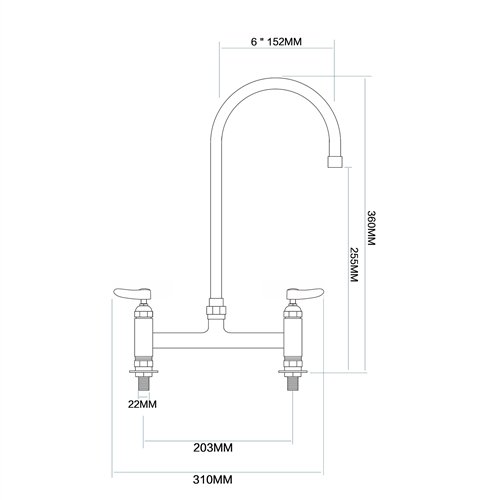 Commercial 8&quot Deck Mount Mixing Faucet with 6&quot Swivel Gooseneck Chrome Plated Brass | Stalwart DA-GD3605