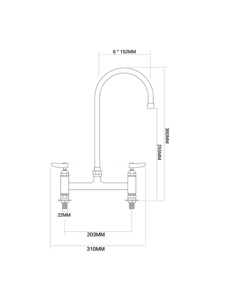 Commercial 8&quot Deck Mount Mixing Faucet with 6&quot Swivel Gooseneck Chrome Plated Brass | Stalwart DA-GD3605