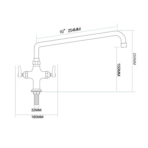 Commercial Single Hole Deck Mount Faucet with 10&quot Swing Nozzle Chrome Plated Brass | Stalwart DA-GD3610