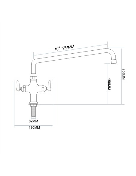 Commercial Single Hole Deck Mount Faucet with 10&quot Swing Nozzle Chrome Plated Brass | Stalwart DA-GD3610