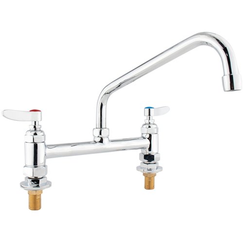 Commercial 8&quot Deck Mount Mixing Faucet with 10&quot Swing Nozzle Chrome Plated Brass | Stalwart DA-GD3614