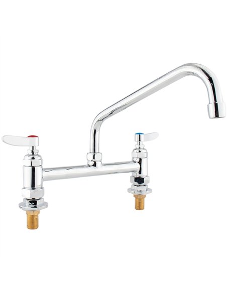 Commercial 8&quot Deck Mount Mixing Faucet with 10&quot Swing Nozzle Chrome Plated Brass | Stalwart DA-GD3614