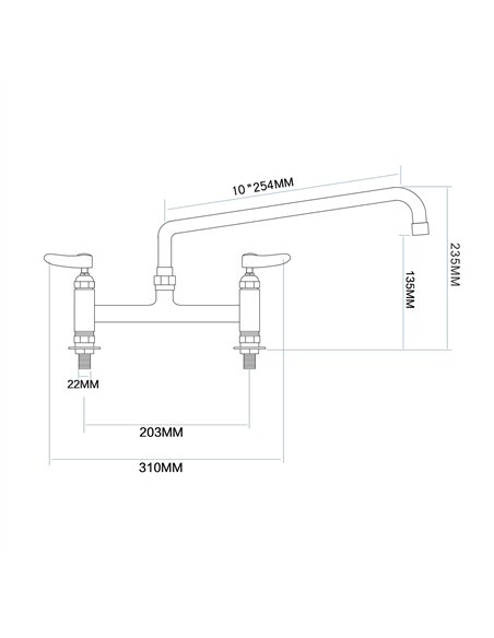 Commercial 8&quot Deck Mount Mixing Faucet with 10&quot Swing Nozzle Chrome Plated Brass | Stalwart DA-GD3614