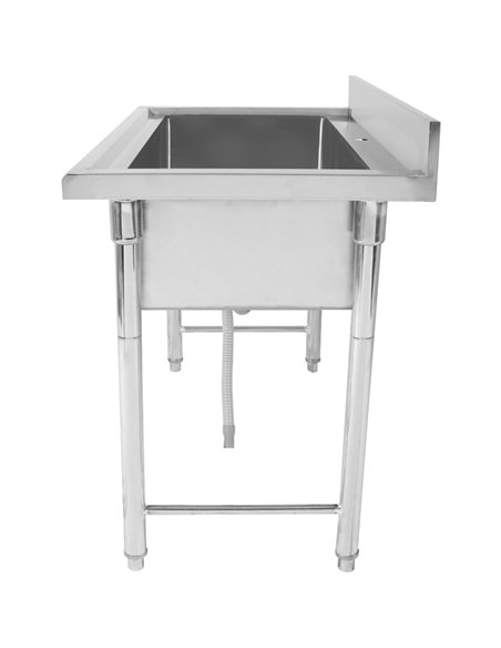 Commercial Hand and Pot Wash Sink Stainless Steel 1 Bowl Splashback 800x500x900mm Round Legs | Stalwart DA-PSR08050