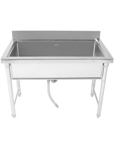 Commercial Hand and Pot Wash Sink Stainless Steel 1 Bowl Splashback 1000x600x900mm Round Legs | Stalwart DA-PSR10060 2