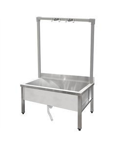 Commercial Stainless Steel Mop Sink with High Rack &amp 2-in-1 Mop Holder 1000x600x550mm | Stalwart DA-SMSJYHR10060