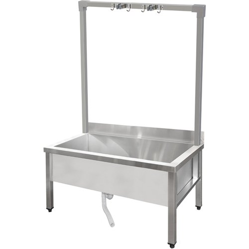 Commercial Stainless Steel Mop Sink with High Rack &amp 2-in-1 Mop Holder 1000x600x550mm | Stalwart DA-SMSJYHR10060