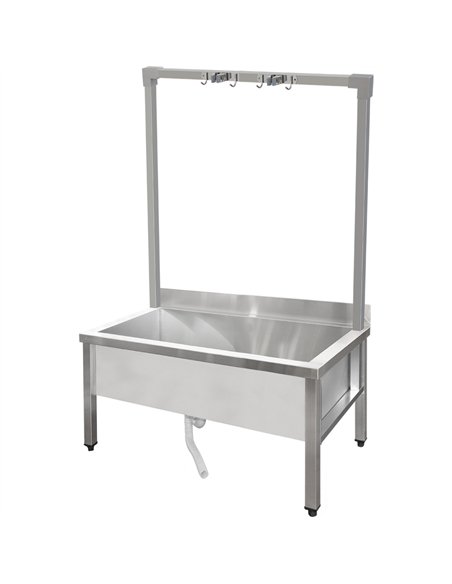 Commercial Stainless Steel Mop Sink with High Rack &amp 2-in-1 Mop Holder 1000x600x550mm | Stalwart DA-SMSJYHR10060
