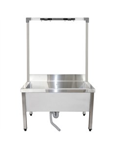 Commercial Stainless Steel Mop Sink with High Rack & 2-in-1 Mop Holder 1000x600x550mm | Stalwart DA-SMSJYHR10060 2