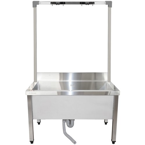 Commercial Stainless Steel Mop Sink with High Rack &amp 2-in-1 Mop Holder 1000x600x550mm | Stalwart DA-SMSJYHR10060