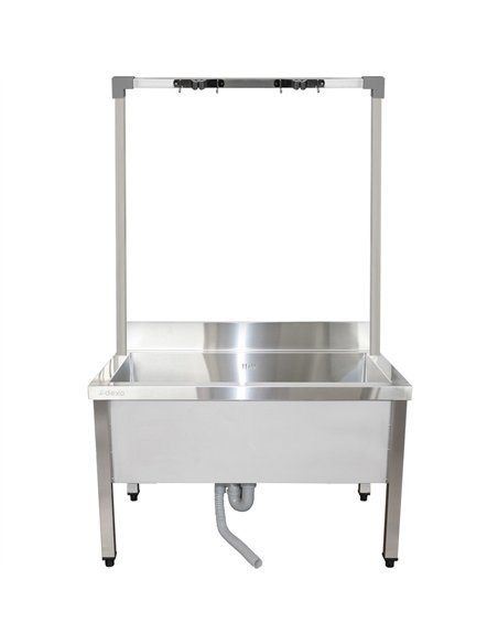 Commercial Stainless Steel Mop Sink with High Rack &amp 2-in-1 Mop Holder 1000x600x550mm | Stalwart DA-SMSJYHR10060
