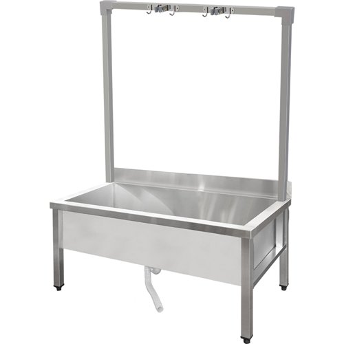 Commercial Stainless Steel Mop Sink with High Rack &amp 2-in-1 Mop Holder 1200x600x550mm | Stalwart DA-SMSJYHR12060