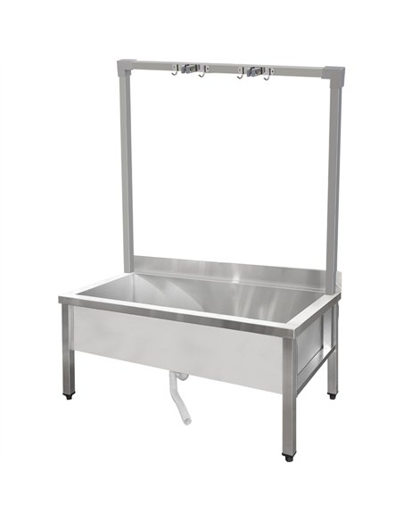 Commercial Stainless Steel Mop Sink with High Rack &amp 2-in-1 Mop Holder 1200x600x550mm | Stalwart DA-SMSJYHR12060