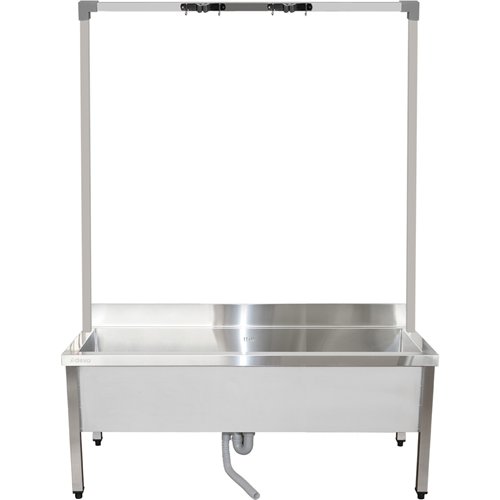 Commercial Stainless Steel Mop Sink with High Rack &amp 2-in-1 Mop Holder 1200x600x550mm | Stalwart DA-SMSJYHR12060