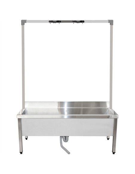 Commercial Stainless Steel Mop Sink with High Rack &amp 2-in-1 Mop Holder 1200x600x550mm | Stalwart DA-SMSJYHR12060