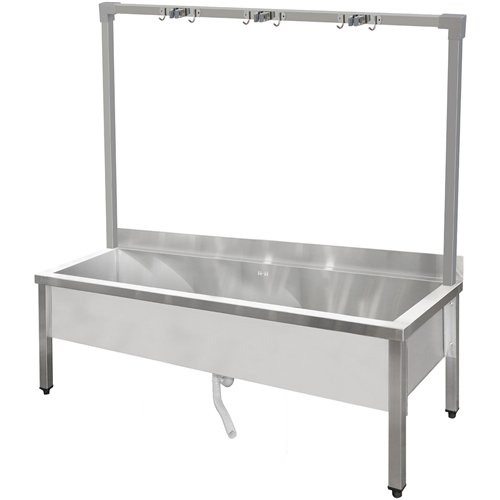 Commercial Stainless Steel Mop Sink with High Rack &amp 2-in-1 Mop Holder 1500x600x550mm | Stalwart DA-SMSJYHR15060