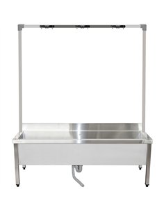 Commercial Stainless Steel Mop Sink with High Rack & 2-in-1 Mop Holder 1500x600x550mm | Stalwart DA-SMSJYHR15060 2