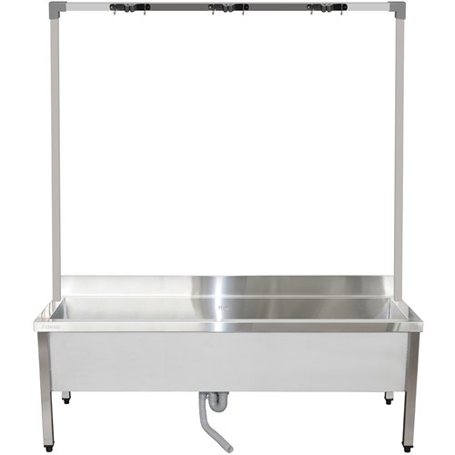 Commercial Stainless Steel Mop Sink with High Rack &amp 2-in-1 Mop Holder 1500x600x550mm | Stalwart DA-SMSJYHR15060
