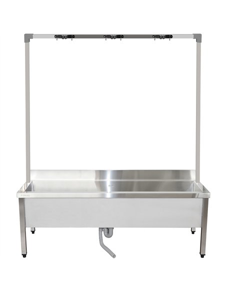 Commercial Stainless Steel Mop Sink with High Rack &amp 2-in-1 Mop Holder 1500x600x550mm | Stalwart DA-SMSJYHR15060