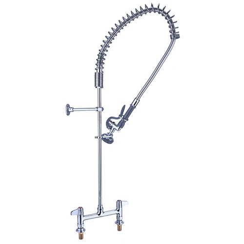 8&quot Desk Mount Mixing Faucet with 20&quot Riser &amp 37&quot Flexible Hose &amp Spray Valve Chrome Plated Brass | Stalwart DA