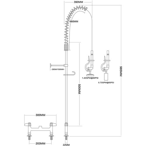 8&quot Desk Mount Mixing Faucet with 20&quot Riser &amp 37&quot Flexible Hose &amp Spray Valve Chrome Plated Brass | Stalwart DA