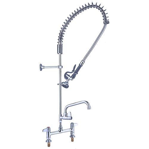8&quot Desk Mount Mixing Faucet with 20&quot Riser &amp 37&quot Flexible Hose &amp Spray Valve &amp 12&quot Swing Nozzle Chrome 