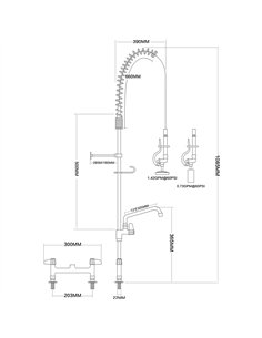 8" Desk Mount Mixing Faucet with 20" Riser & 37" Flexible Hose & Spray Valve & 12" Swing Nozzle Chrome  2