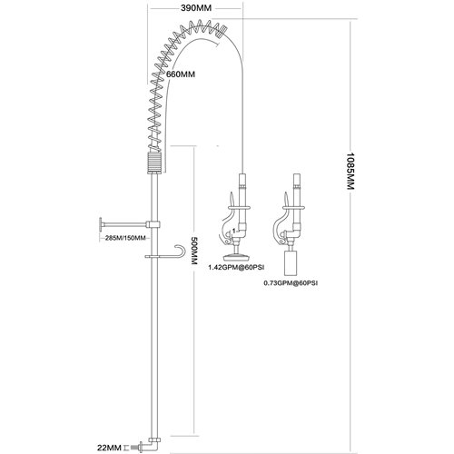 Backsplash Mount Mixing Faucet with 20&quot Riser &amp 37&quot Flexible Hose Chrome Plated Brass | Stalwart DA-EQ2811A