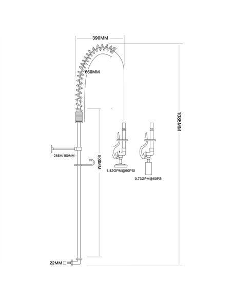 Backsplash Mount Mixing Faucet with 20&quot Riser &amp 37&quot Flexible Hose Chrome Plated Brass | Stalwart DA-EQ2811A
