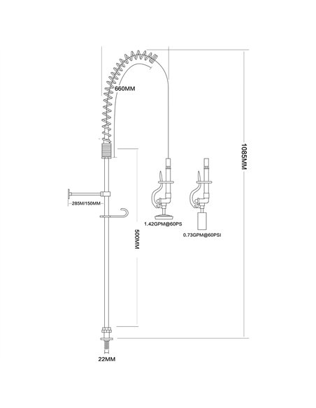 Desk Mount Mixing Faucet with 20&quot Riser &amp 37&quot Flexible Hose Chrome Plated Brass | Stalwart DA-EQ2812A