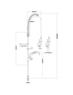 Desk Mount Mixing Faucet with 20" Riser & 37" Flexible Hose & 12" Swing Nozzle Chrome Plated Brass | Stalwart  2